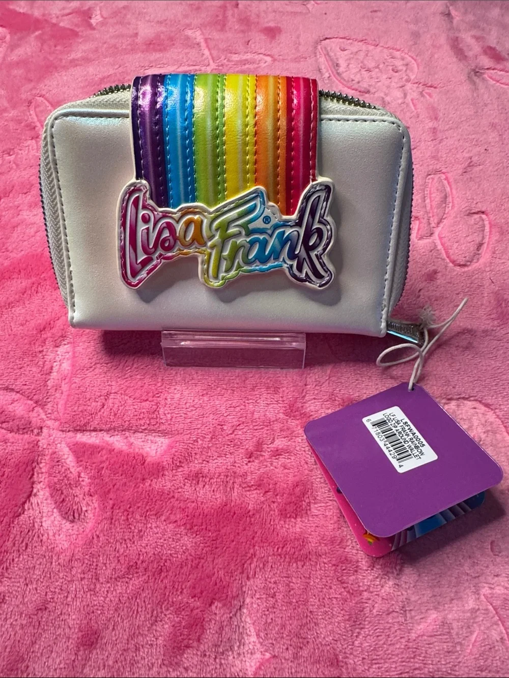 Lisa Frank x Loungefly Rainbow Logo Zip Around Wallet – Pearlized White – NWT